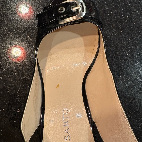 FRANCO SARTO Carnival Black Patent Leather Cork Wedges Women 10 Pinup espadrille - Picture 7 of 7